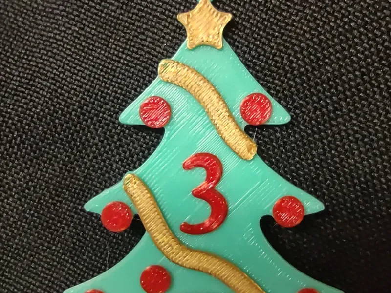 3 Number - Christmas Tree with Baubles, Tinsels and Star