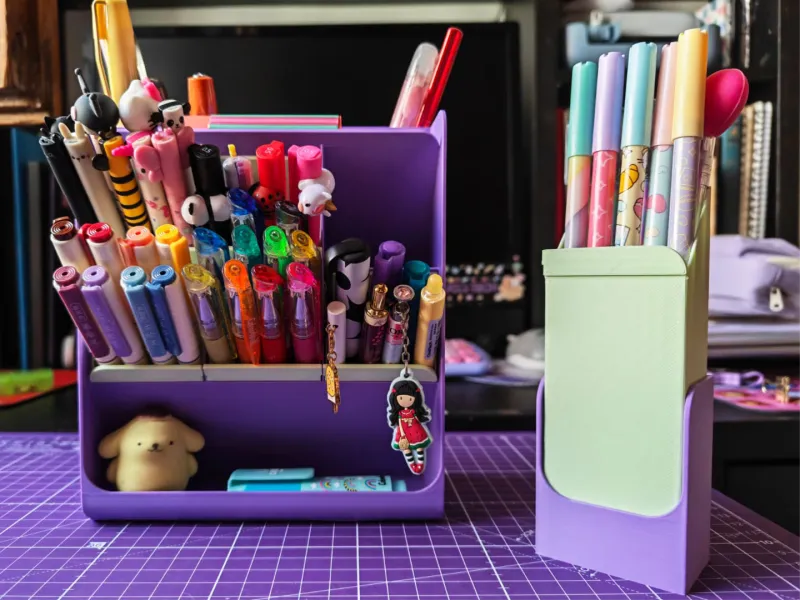 Modular Desk Organizer with 6 Tilted Drawers + Single Stand