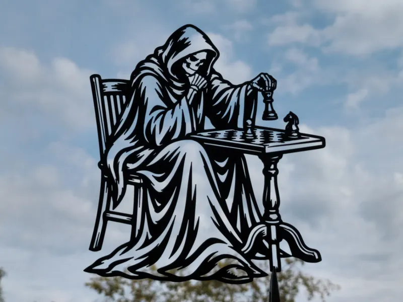 Grim Reaper Playing Chess Wall Art