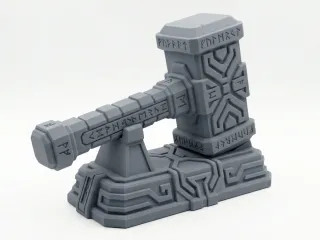 Dwarven hammer statue