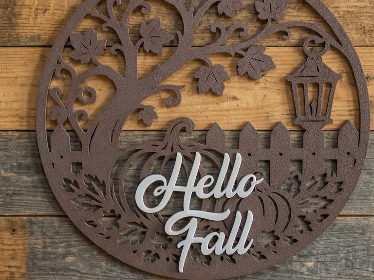 Hello Fall – Wandbild / Türschild (Herbst-Deko)