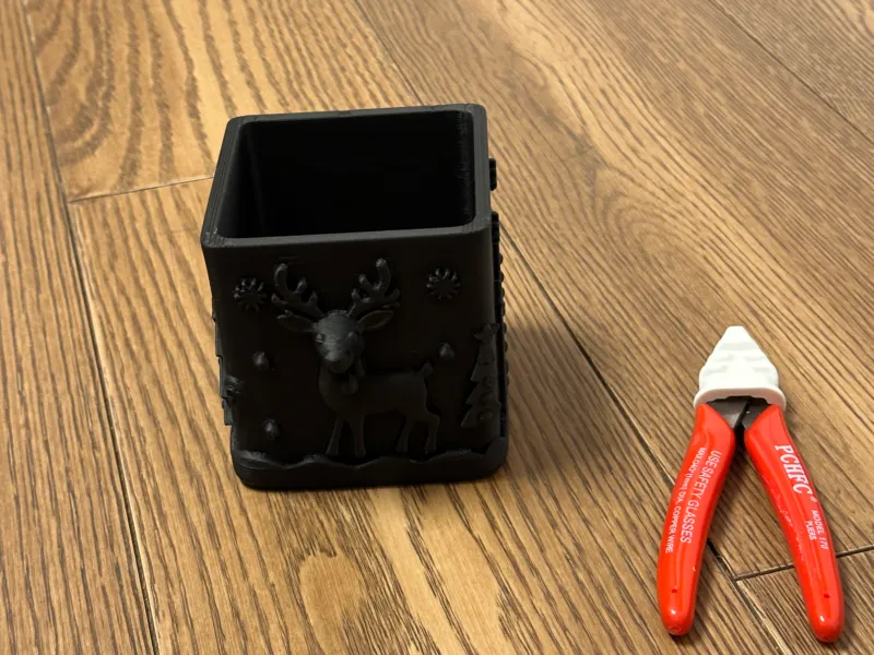 圣诞小鹿雕花工具桶