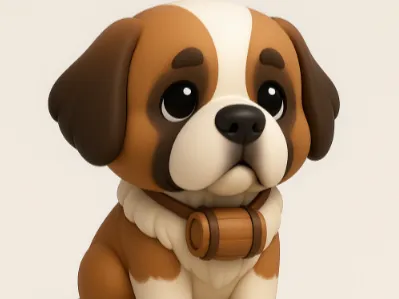 Bernhardiner mit Fass 3D-Druck – Hunde-Rettungsfigur