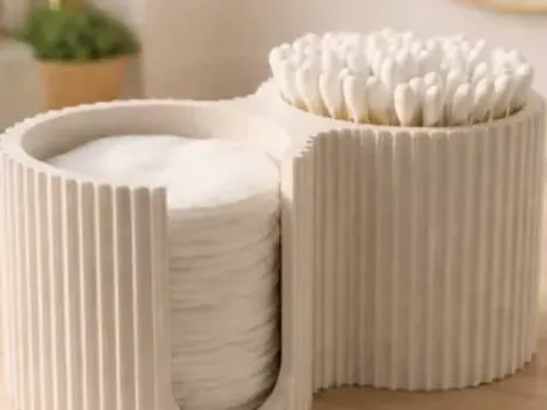 Holder for cotton pads and swabs in the bathroom