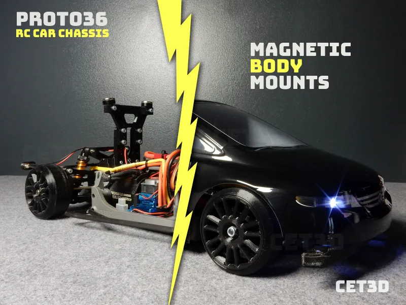 Magnetic Body Mounts - PROTO36 RC car Chassis