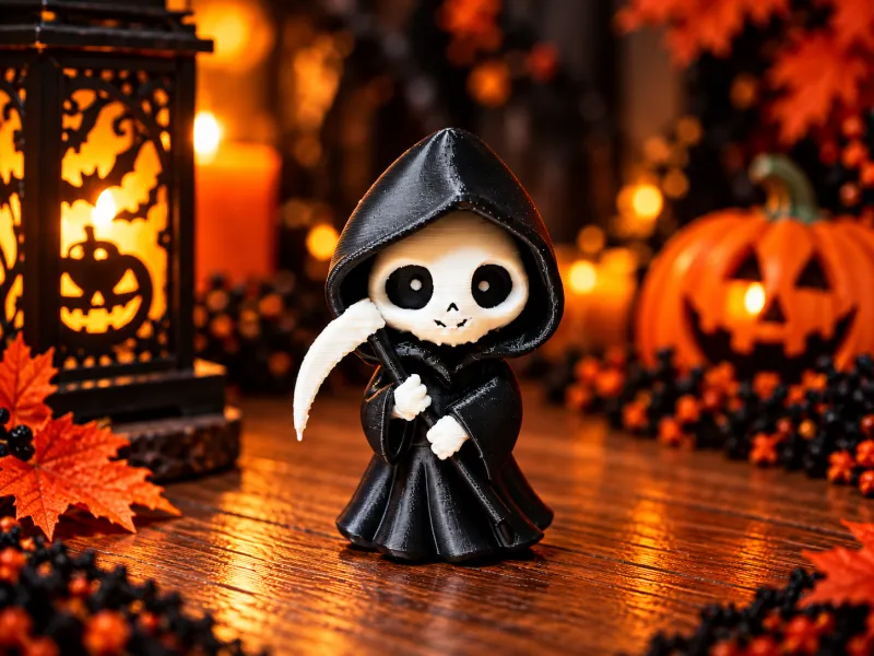 Ceifador dos Mortos Fofo – Decoração Adorável para o Dia das Bruxas