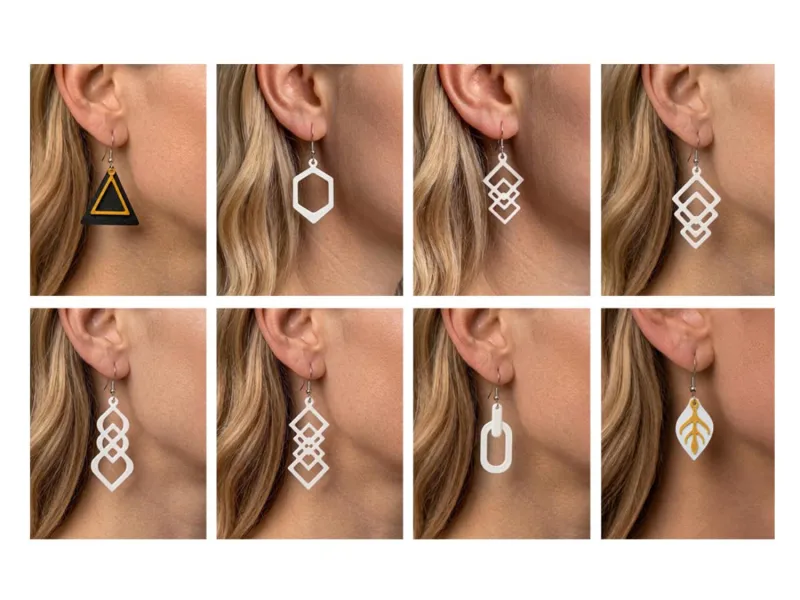 08 Colección Simple de Pendientes 3D - Diseño de Joyería - Joya