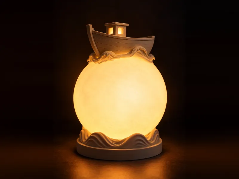 Fishing Boat Moon Lamp | Ocean Wave Night Light