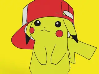 Pikachu in Ash's hat Wall Art