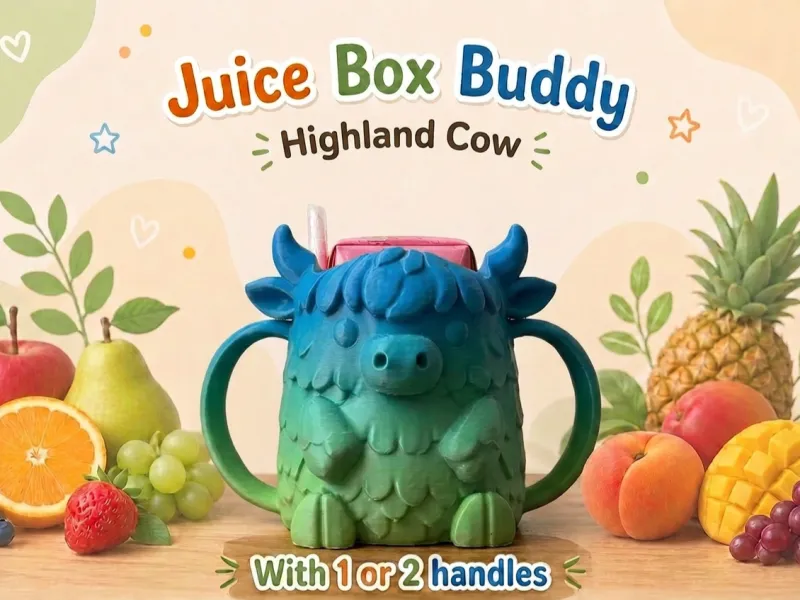Highland Cow Juice Box Buddy Holder