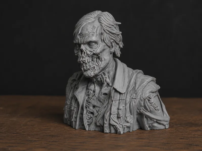Buste de zombie rôdeur mort-vivant – Sculpture d'horreur très détaillée S
