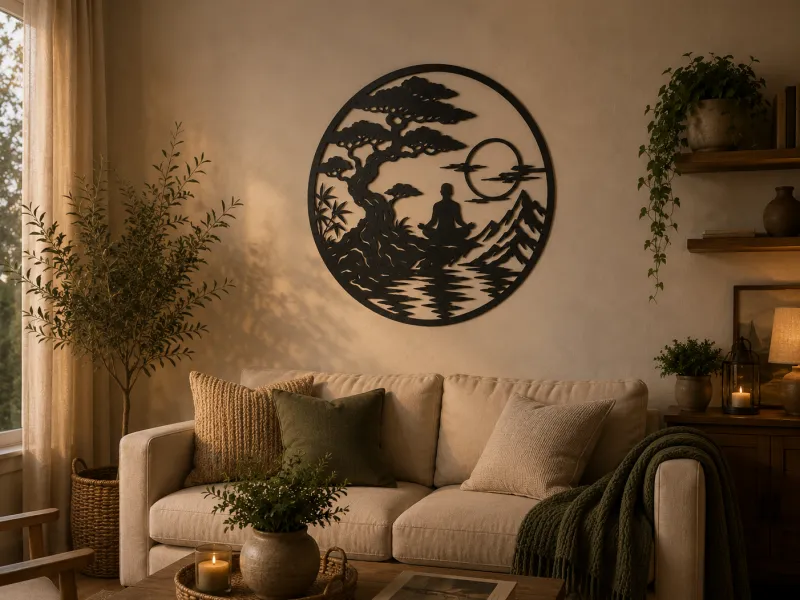 Zen Meditation Mountain Landscape 2D Wall Art
