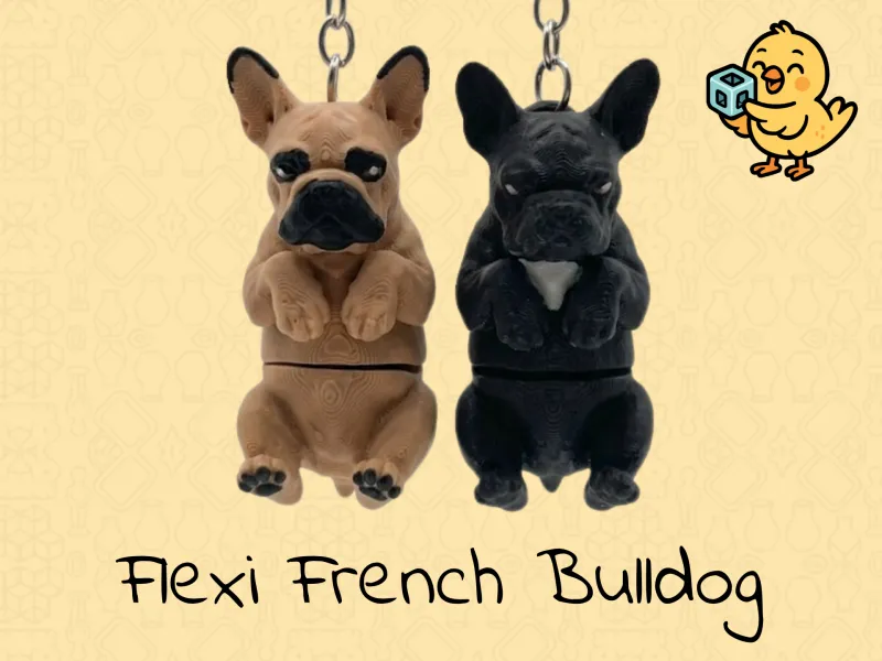 French Bulldog Keychain – Articulated Flexi Frenchie Toy Dog