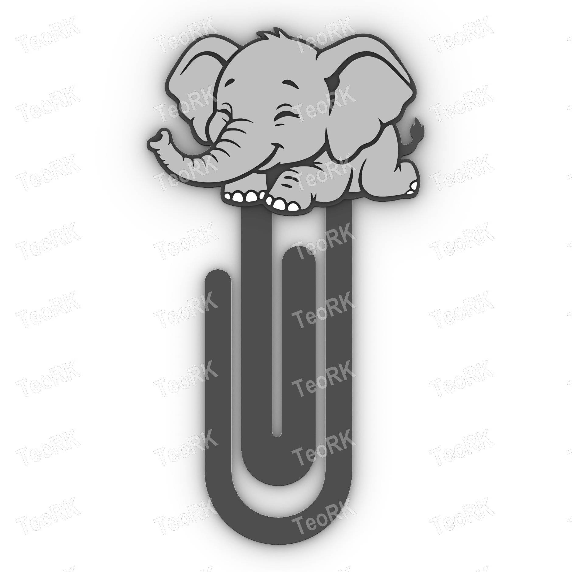 Paperclip Happy little elephant - bookmark