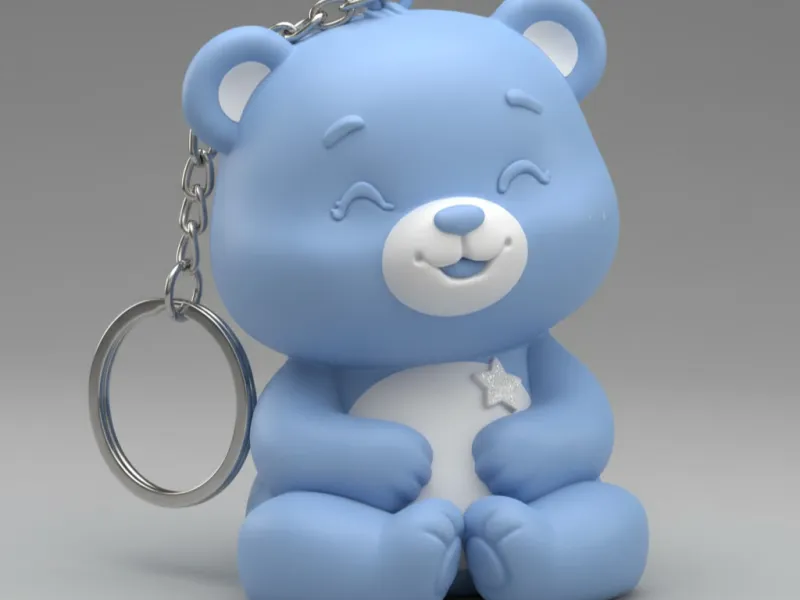 Cute Chibi Bear with Star Keychain & Toy