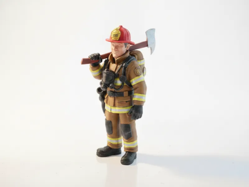 Fireman With Axe Figurine Emergency Hero 3D Printable