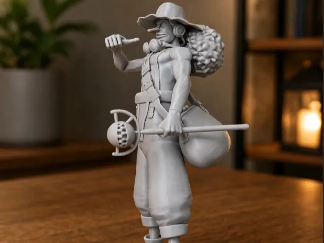 Длинноносый искатель приключений – стилизованный пират-стрелок, 3D-модель для печати