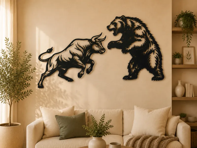 Bull vs Bear 2D Wall Art Set