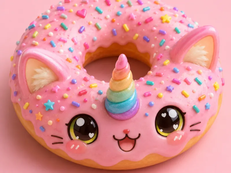 Unicorn cat donut