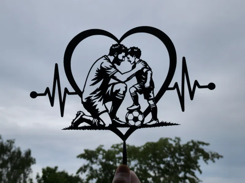 Father and Son Soccer Heartbeat Wall Art Decor