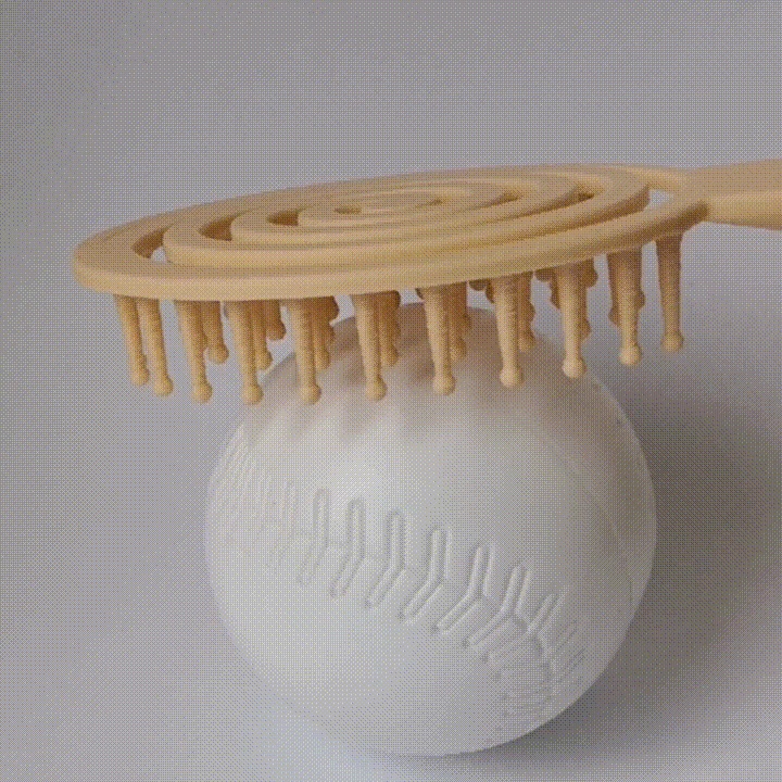 Cepillo de pelo flexible con forma de espiral + Código SCAD paramétrico