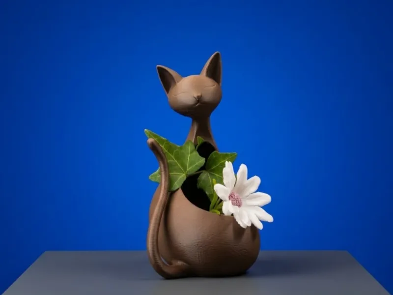 Decorative cat figurine vessel