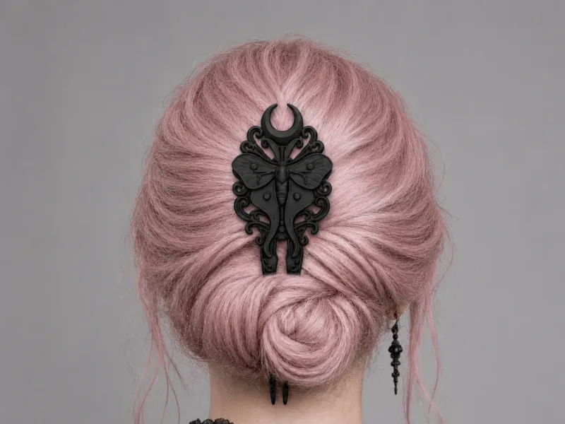 Goth moon hair pin