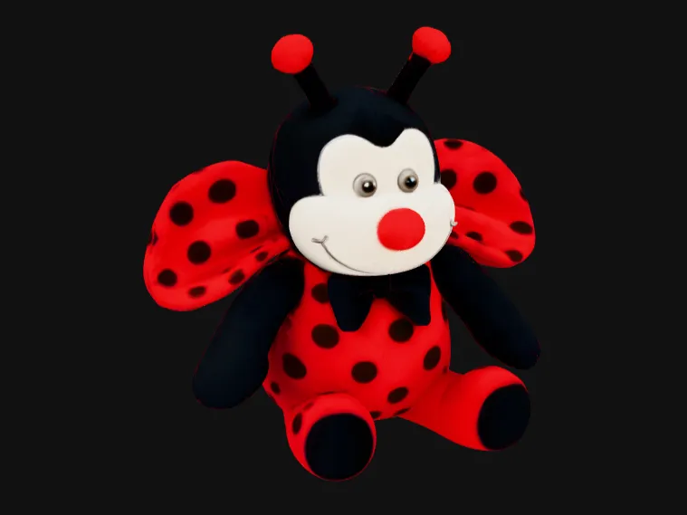 Adorable soft stuffed red ladybug plush toy with a black bow