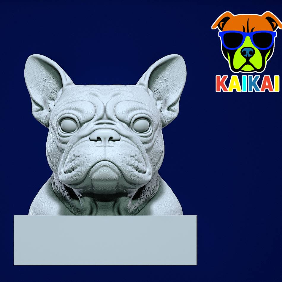 French bulldog Dog Head - statue - 3D print
