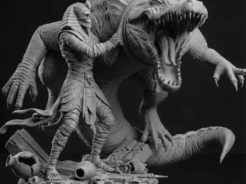 Epic Egyptian Mummy Warrior & Sobek Monster