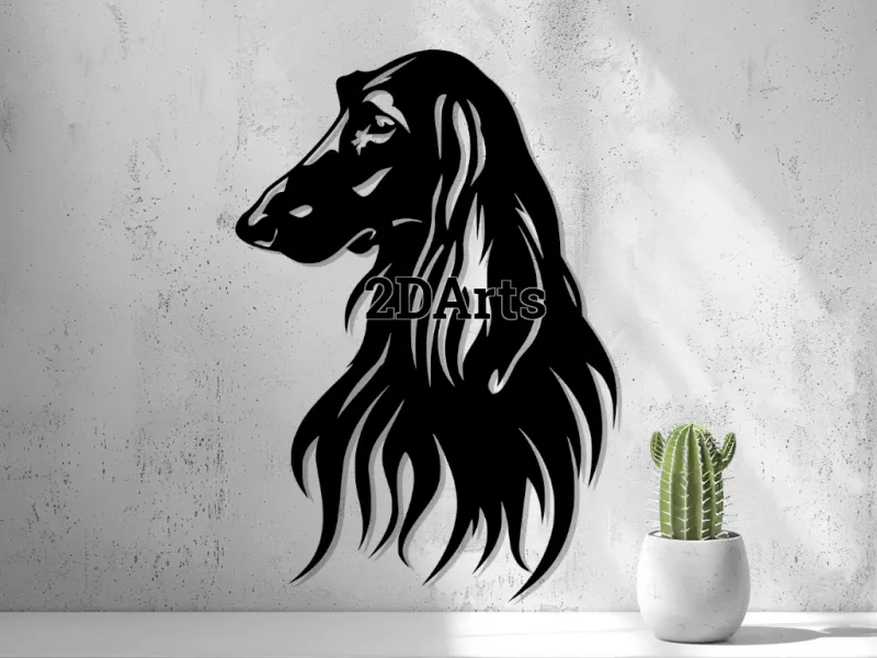 Decorazione murale con testa di Levriero Afgano