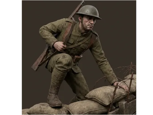 Soldat erster Weltkrieg in Angriffs Stellung
