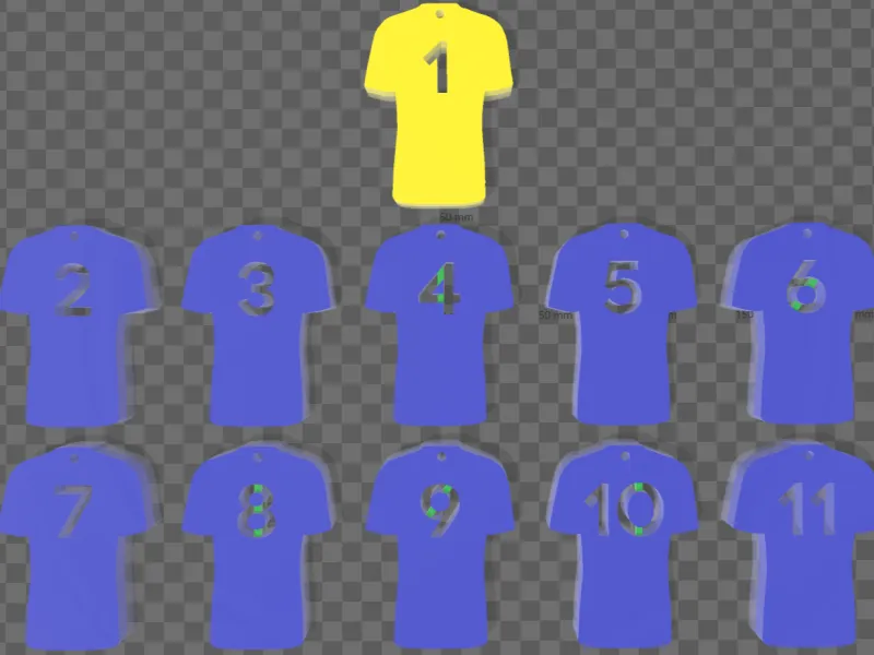 Football Shirts Numbered 1 -11