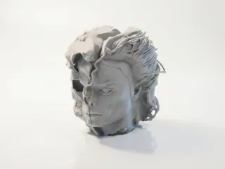 Half Skull Face Sculpture Gothic Art 3D Printable