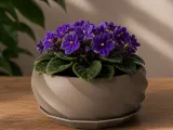 Spiral Wave Planter – 3D Printed Violet Pot-0
