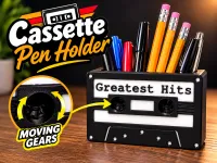 Retro Cassette Pen Holder with Working Gears