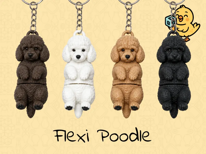 Cute Poodle Keychain – Articulated Flexi Toy Dog