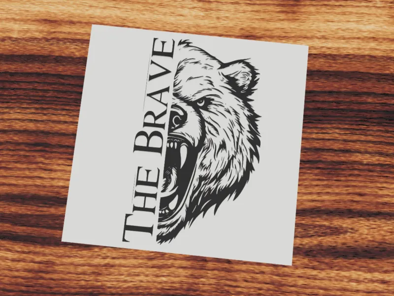 The Brave bear half-face fearless quote art