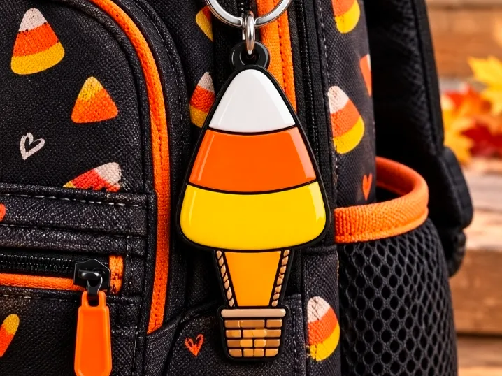 Candy Corn Hot Air Balloon Keychain