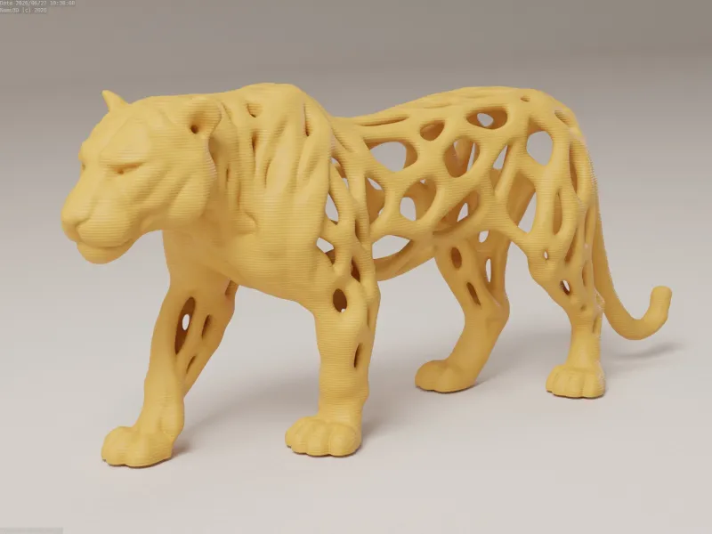 Tigre de Voronoi – Escultura Moderna de Tigre Geométrico