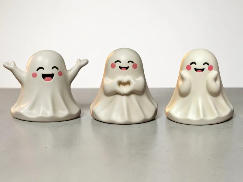 Trio de Fantasmas Kawaii (Pacote de Fantasmas Fofos)