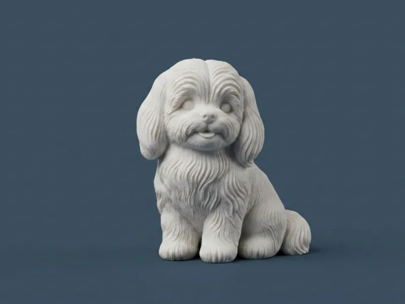 可爱马尔济斯犬摆件 逼真幼犬3D模型
