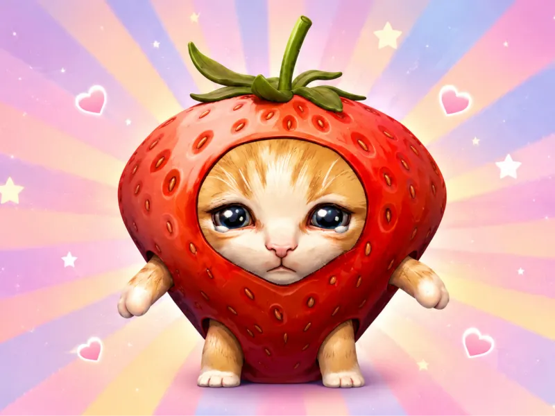 Sad Strawberry Cat