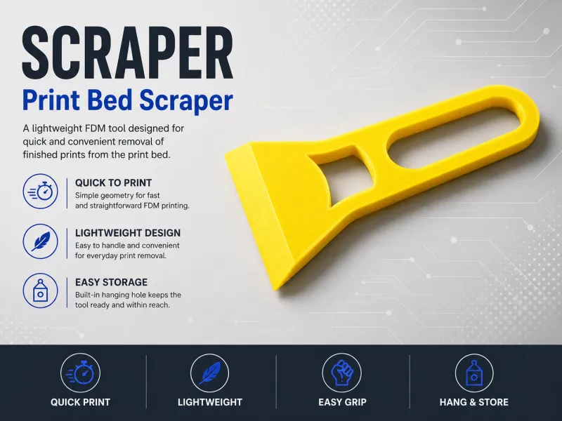 Print Bed Scraper – Lightweight FDM 3D Printed Tool