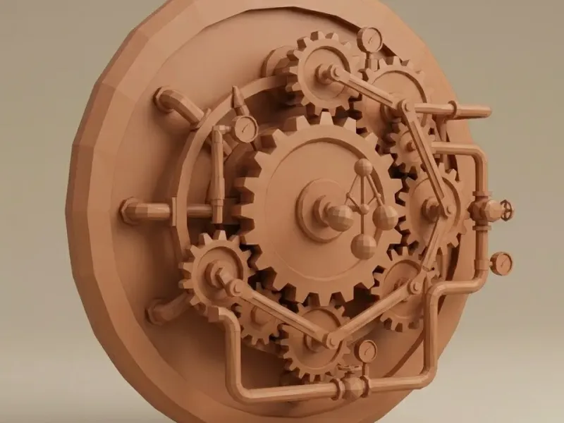 Low Poly Gear Wall Mechanism
