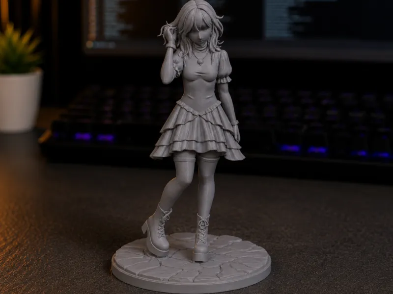 Cute Anime Girl Standing - Desk Decor