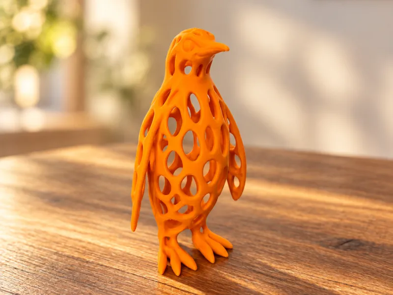 Voronoi Penguen – Modern 3D Baskı Kuş Heykeli