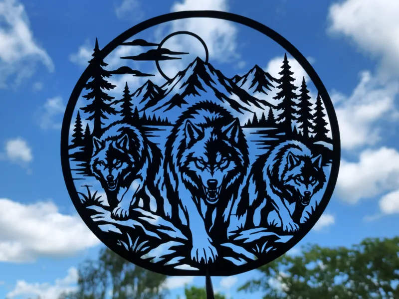 Wolf Pack Mountain Forest 2D Wall Art