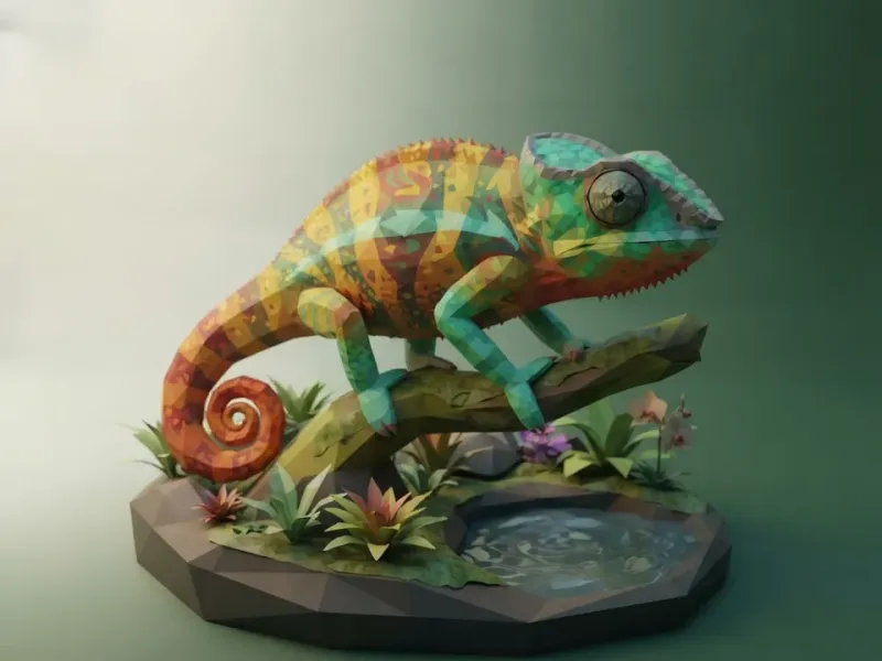 Low Poly Chamäleon