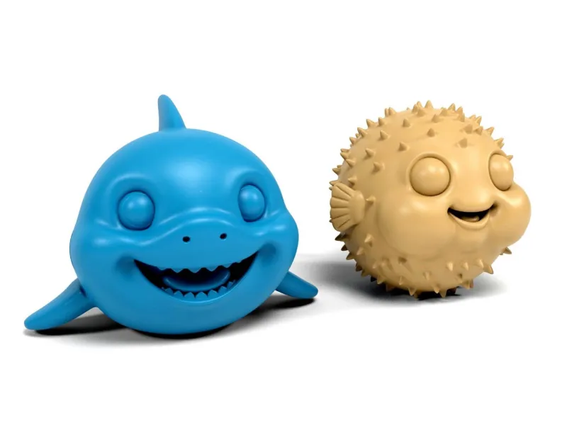 Shark and pufferfish cartoon